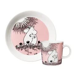 Mug Moomin 30 ans & assiette Kärlek, 2 pièces