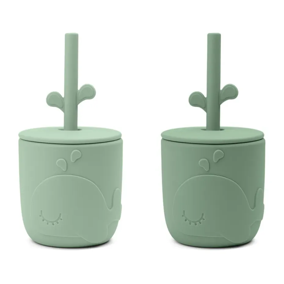 Mug Wally avec paille peekaboo, lot de 2, Vert