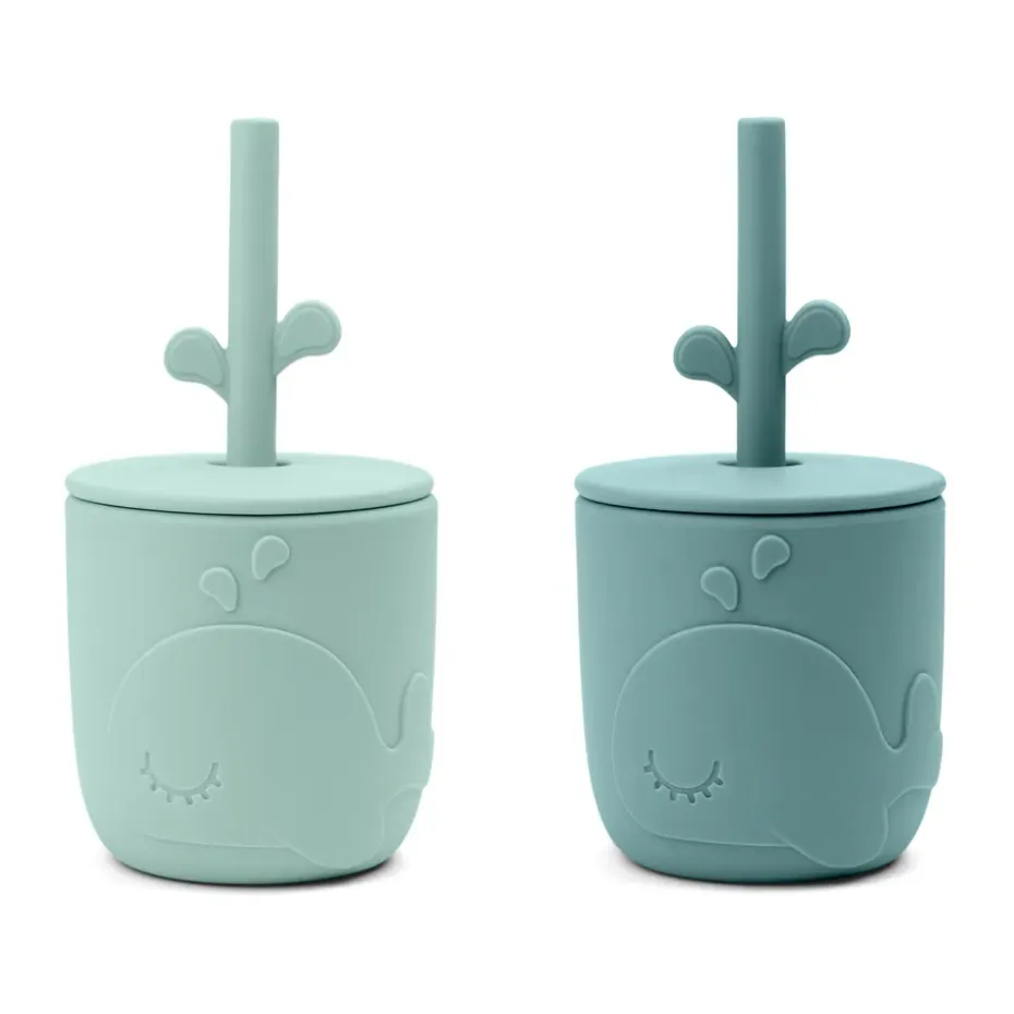 Mug Wally avec paille peekaboo, lot de 2, Bleu