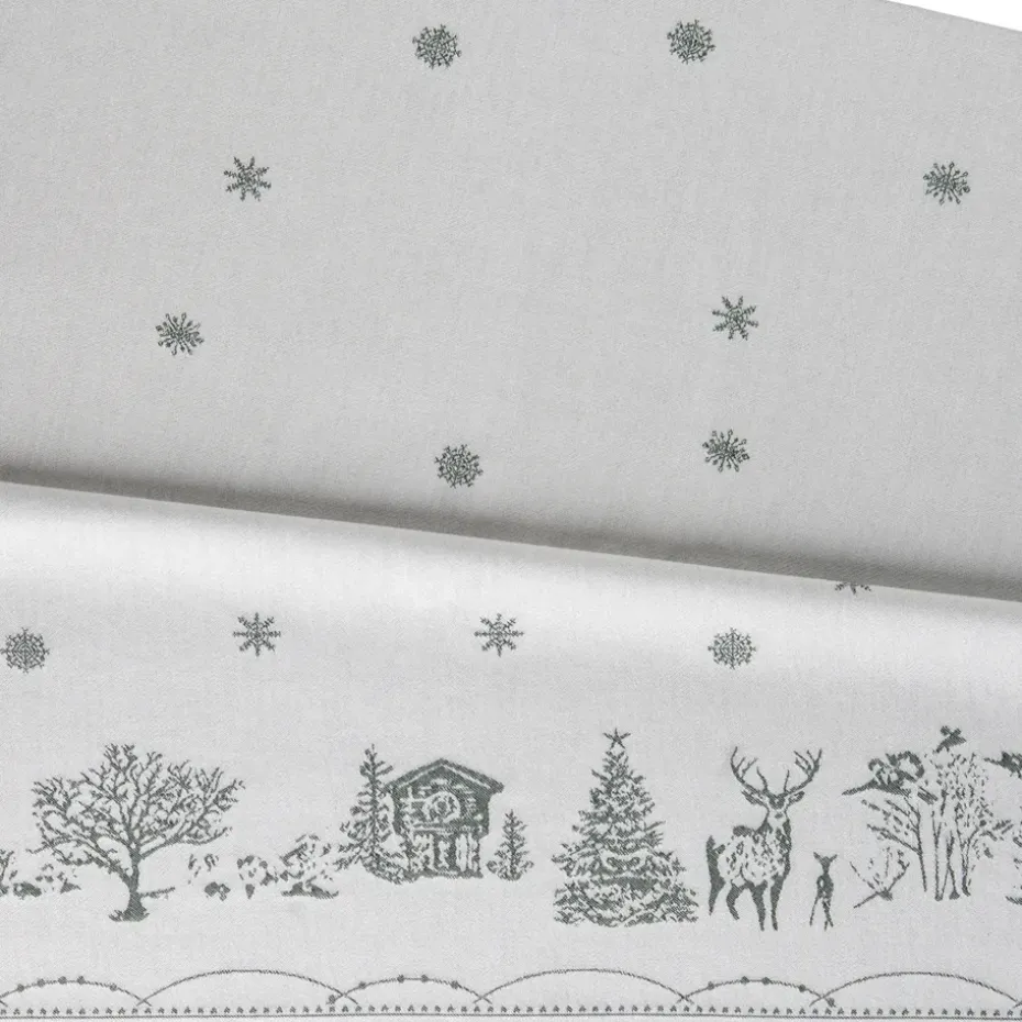 Nappe Julemorgen, Blanc-vert, 140x240 cm
