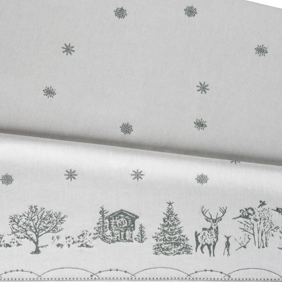 Nappe Julemorgen, Blanc-vert, 140x340 cm