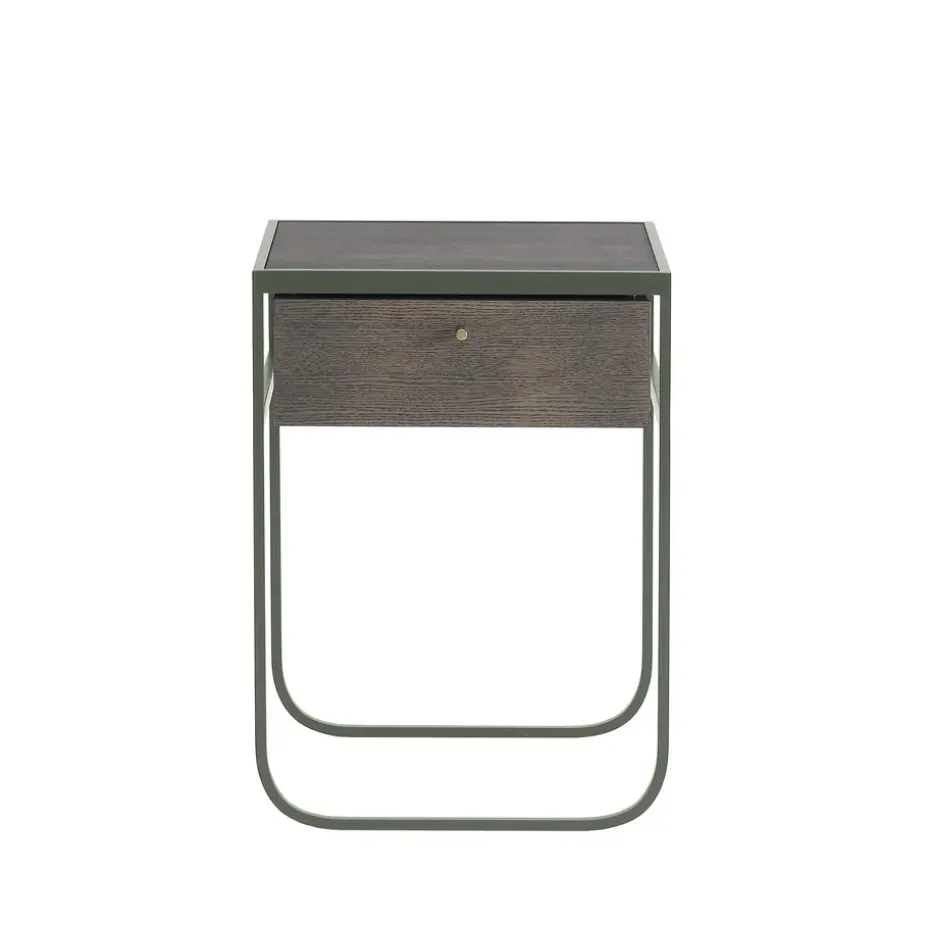 Nati Tati Drawer table de chevet, green khaki, chêne fumé