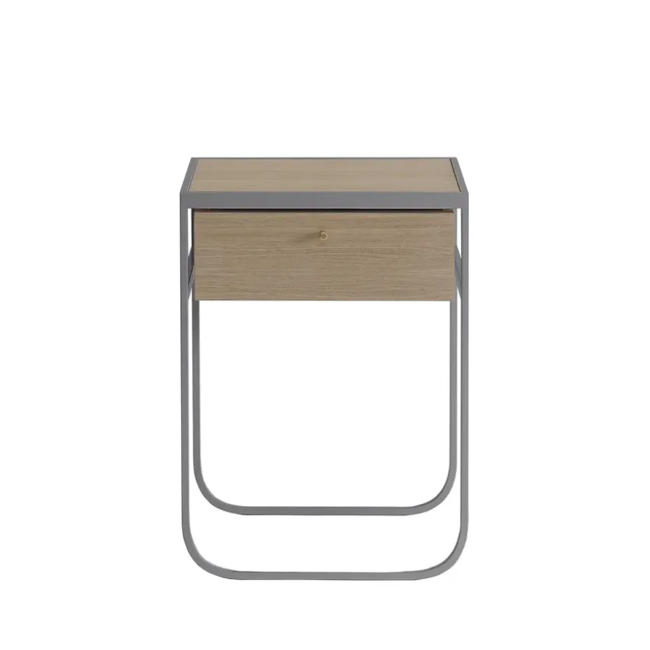 Nati Tati Drawer table de chevet, storm grey, chêne laqué blanc