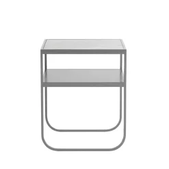 Nati Tati table de chevet, marbre blanc, support storm grey