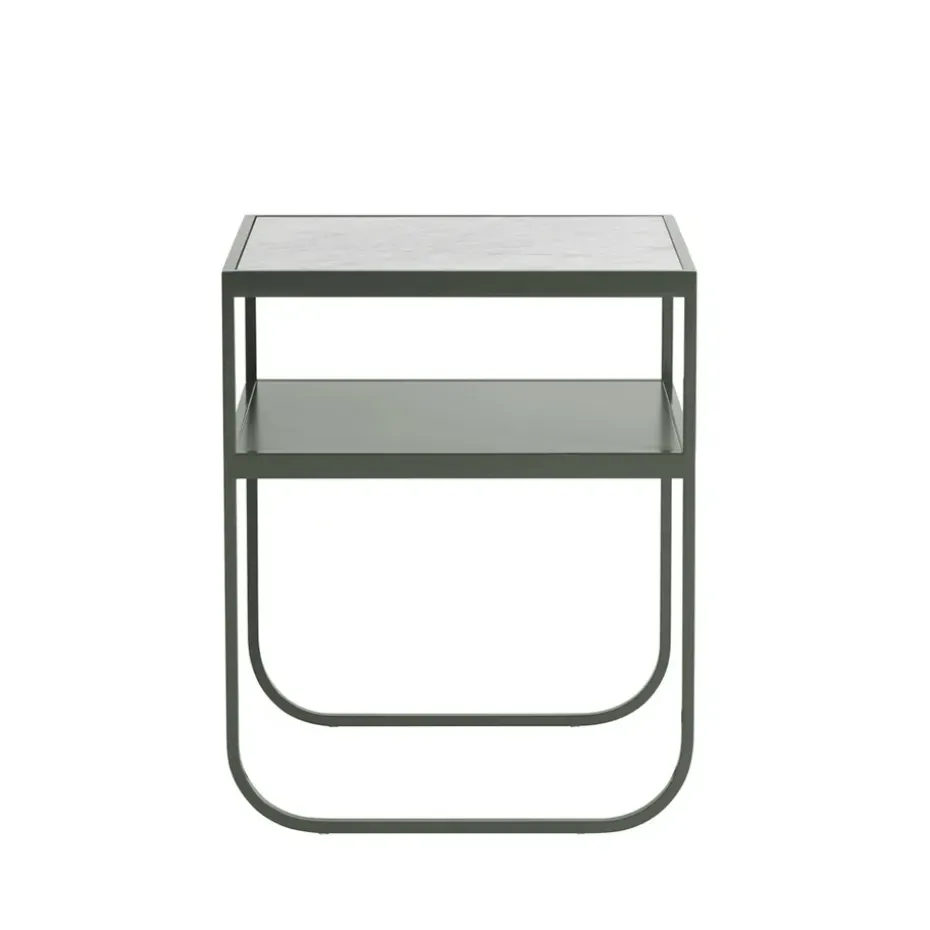 Nati Tati table de chevet, marbre blanc, support green khaki