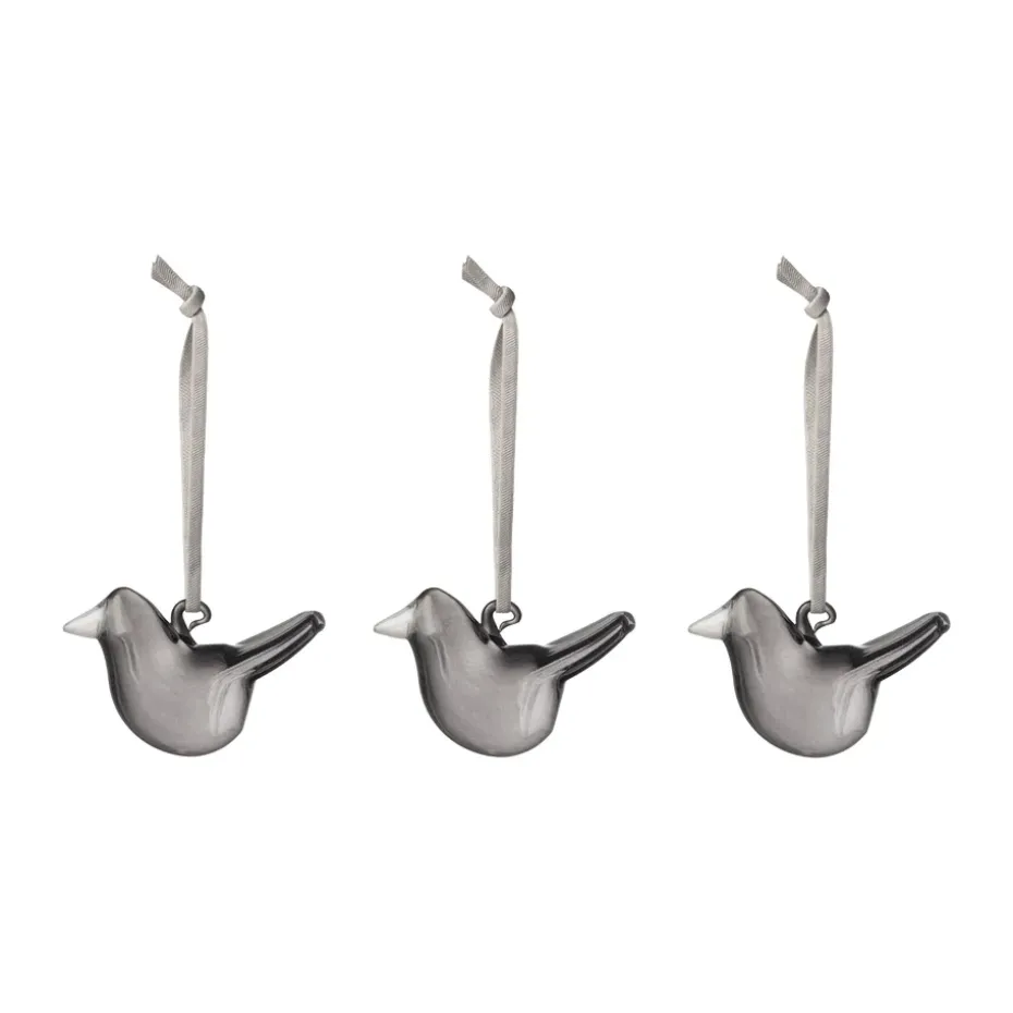 Oiseau en verre Iittala, Gris, lot de 3