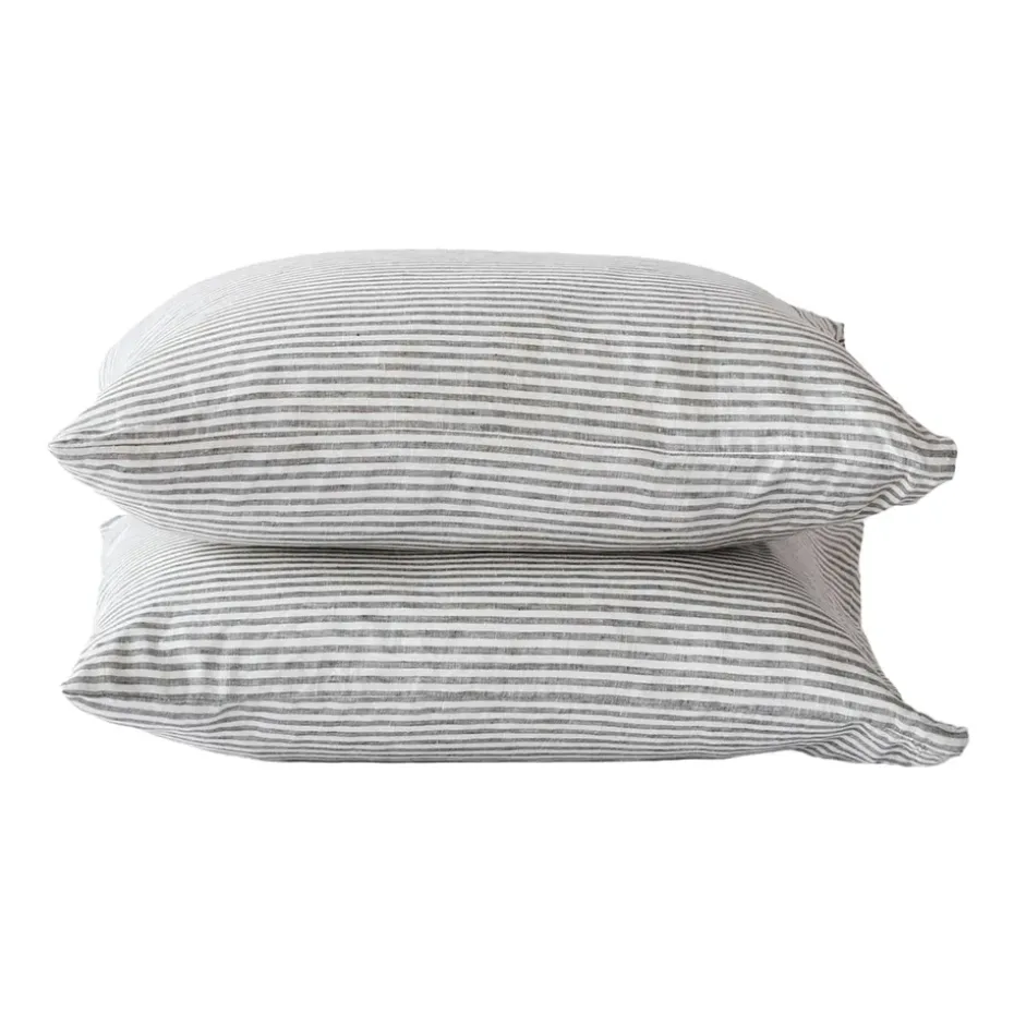 Oreiller Stonewashed linen 50x60 cm Lot de 2, Grey-white