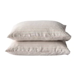 Oreiller Stonewashed linen 50x60 cm Lot de 2, Rayure de noisette