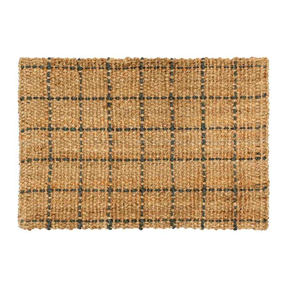Paillasson Freja à carreaux 60x90 cm, Naturel-gris foncé
