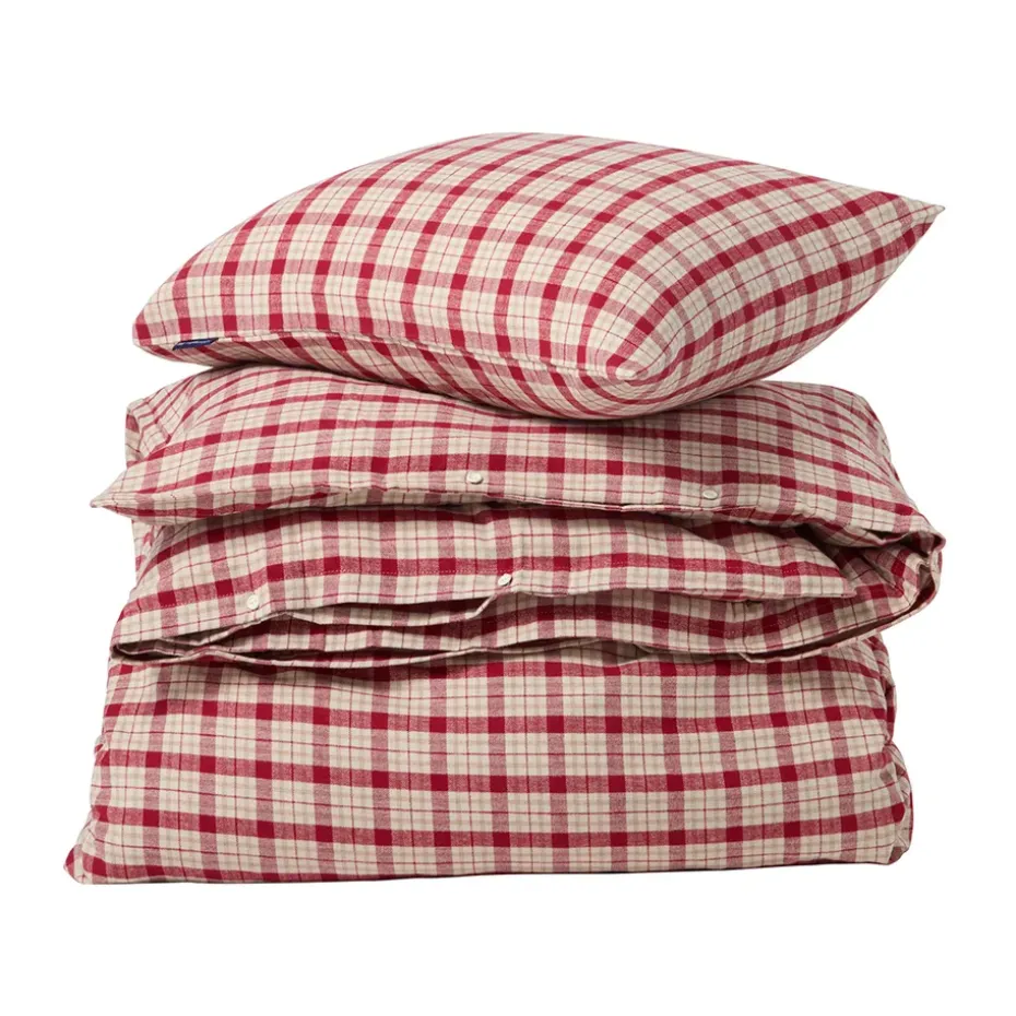 Parure de lit Red-beige Checked flanelle coton 2 pièces, 50x60 cm, 150x210 cm