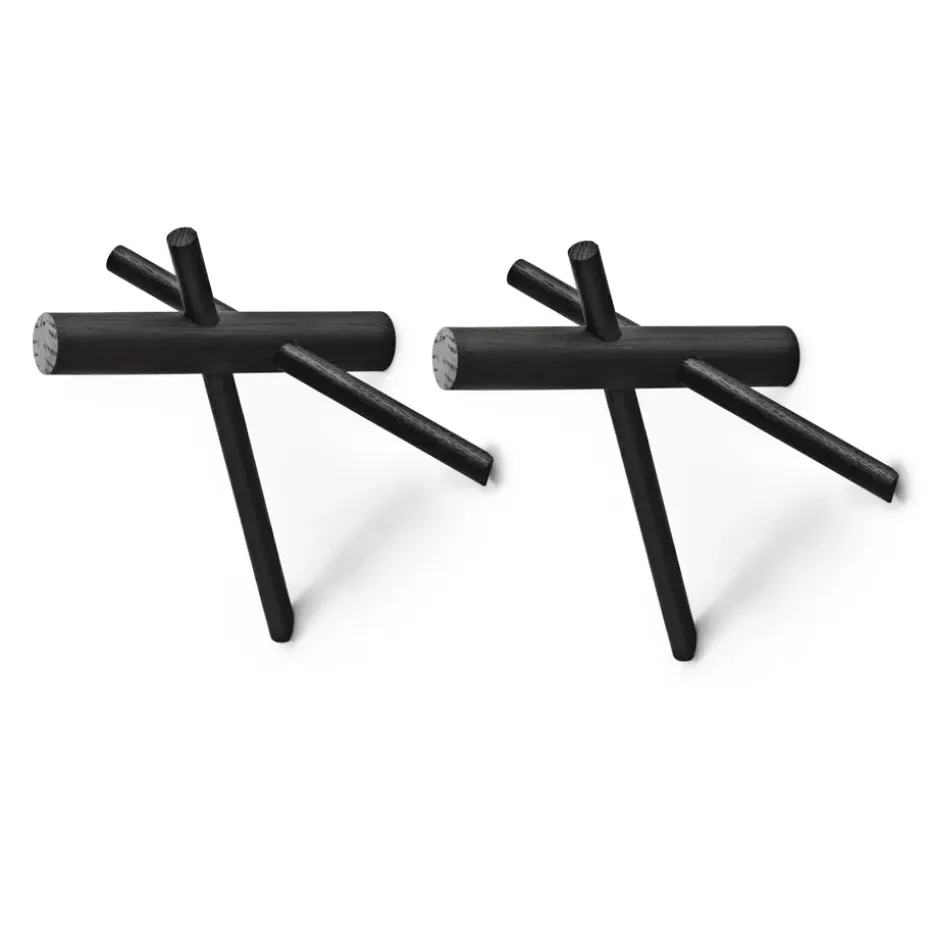 Patère en bois Normann Sticks, noir lot de 2