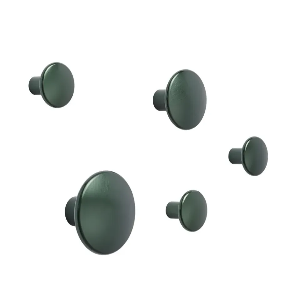 Patère The Dots métal lot de 5, Dark green