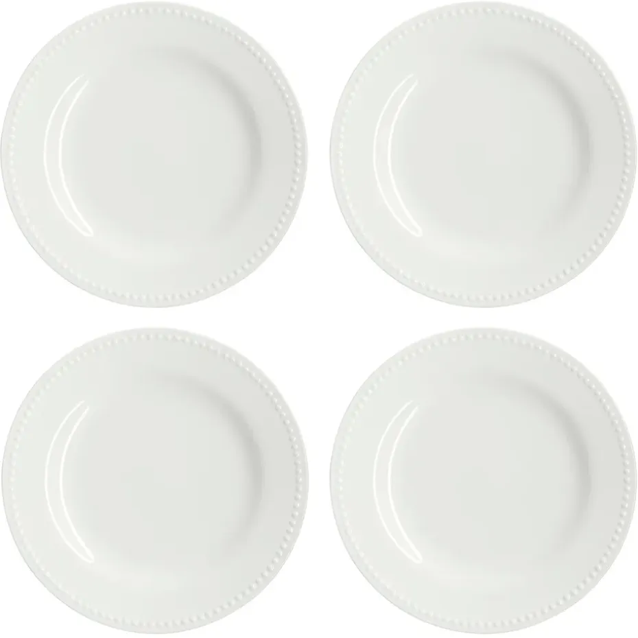 Petite assiette Dots 22cm Lot de 4, Blanc cassé