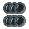 Petite assiette Lines Ø21 cm Lot de 6, Gris foncé