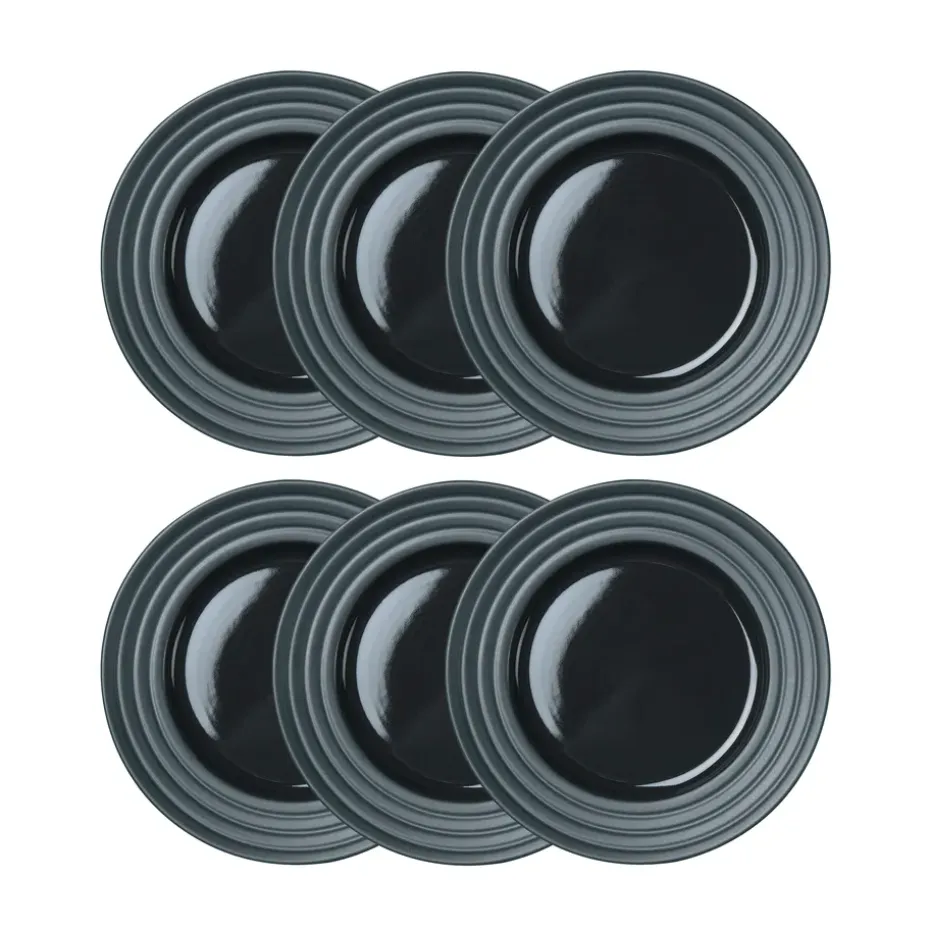 Petite assiette Lines Ø21 cm Lot de 6, Gris foncé