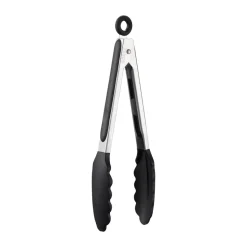 Pince de cuisine Kiah protection silicone noire, Acier inoxydable