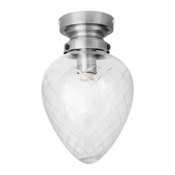 Plafonnier Juni IP44, Acier antique-transparent