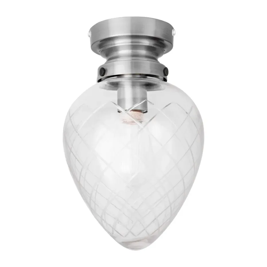 Plafonnier Juni IP44, Acier antique-transparent