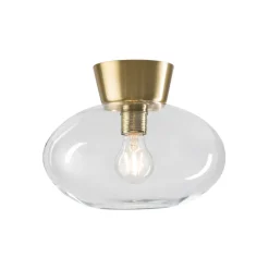 Plafonnier verre transparent Bullo Ø27 cm, Laiton