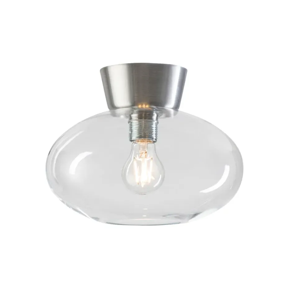 Plafonnier verre transparent Bullo Ø27 cm, Aluminium
