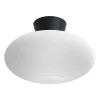 Plafonnier XL Bullo verre opale Ø38 cm, Noir mat