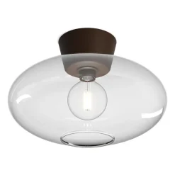 Plafonnier XL Bullo verre transparent Ø38 cm, Oxyde