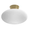 Plafonnier XL Bullo verre opale Ø38 cm, Laiton