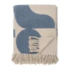 Plaid en coton Agno 130x160 cm, Beige-bleu