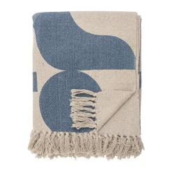 Plaid en coton Agno 130x160 cm, Beige-bleu