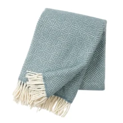 Plaid en laine Samba, bleu plomb
