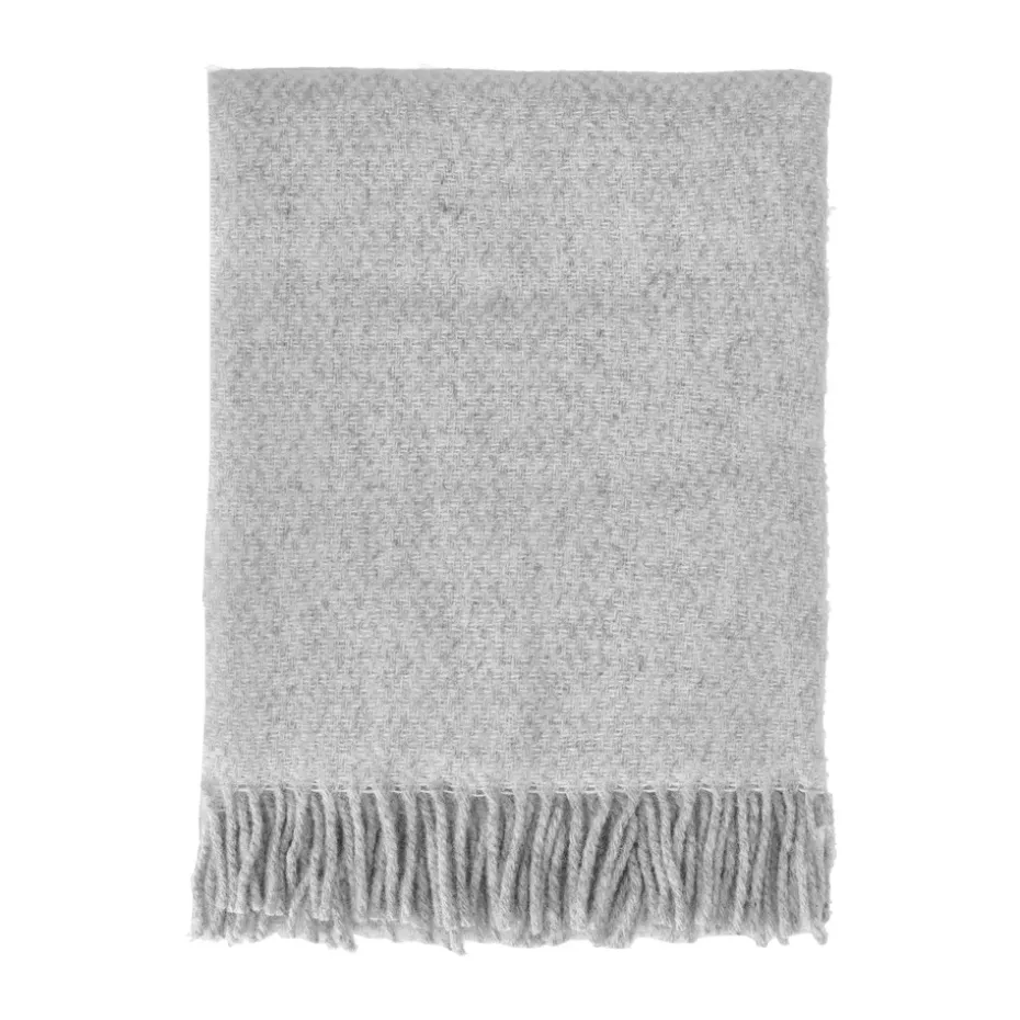 Plaid en laine Sandstone 130x180 cm, Gris clair