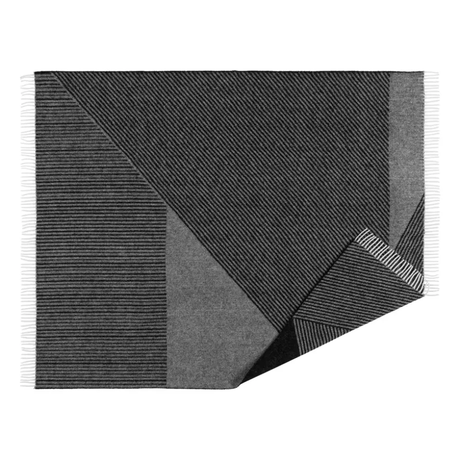 Plaid en laine Stripes 130x185 cm, Noir