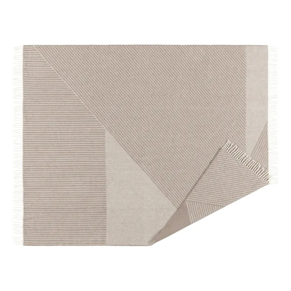 Plaid en laine Stripes 130x185 cm, Beige