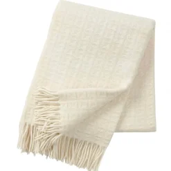 Plaid en laine Twist, écru