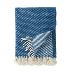 Plaid en laine Velvet, bleu pétrole