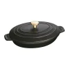 Plat à gratin Staub fonte avec couvercle ovale 23 cm, Noir