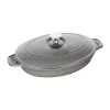 Plat à gratin Staub fonte avec couvercle ovale 23 cm, Gris graphite