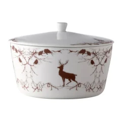Plat avec couvercle Alveskog, Blanc-marron