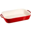 Plat de cuisson rectangulaire Staub 34 x 24 cm, rouge