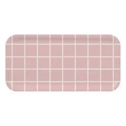 Plateau Checks & Stripes 13x27 cm, Rose-blanc