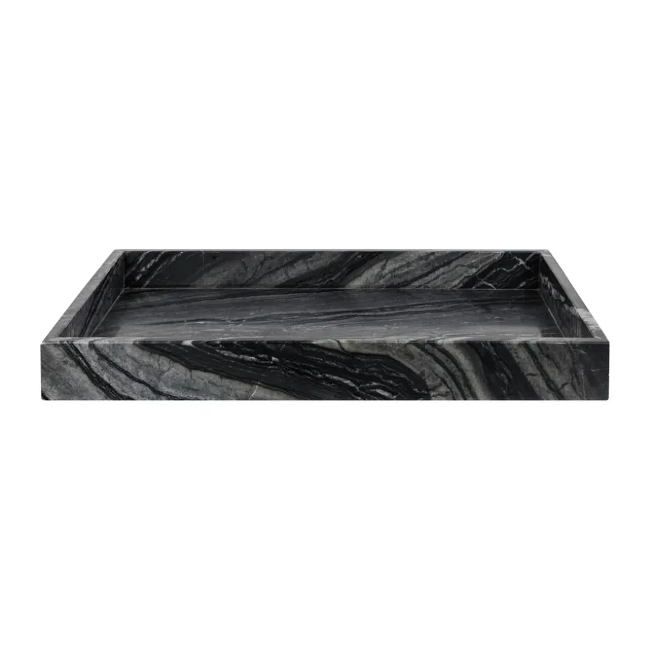Plateau de décoration Marble large 30x40 cm, Black-grey