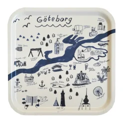 Plateau Gothenburg 32x32 cm, White-Blue