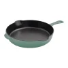 Poêle à frire Staub fonte noire avec bec verseur Ø28 cm, Bois d'eucalyptus
