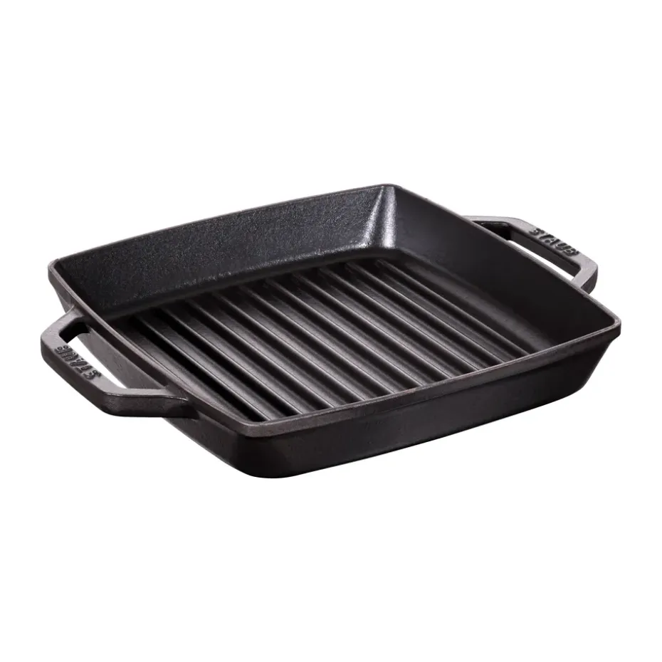 Poêle à griller Pure Staub fonte carrée noire, 23 cm
