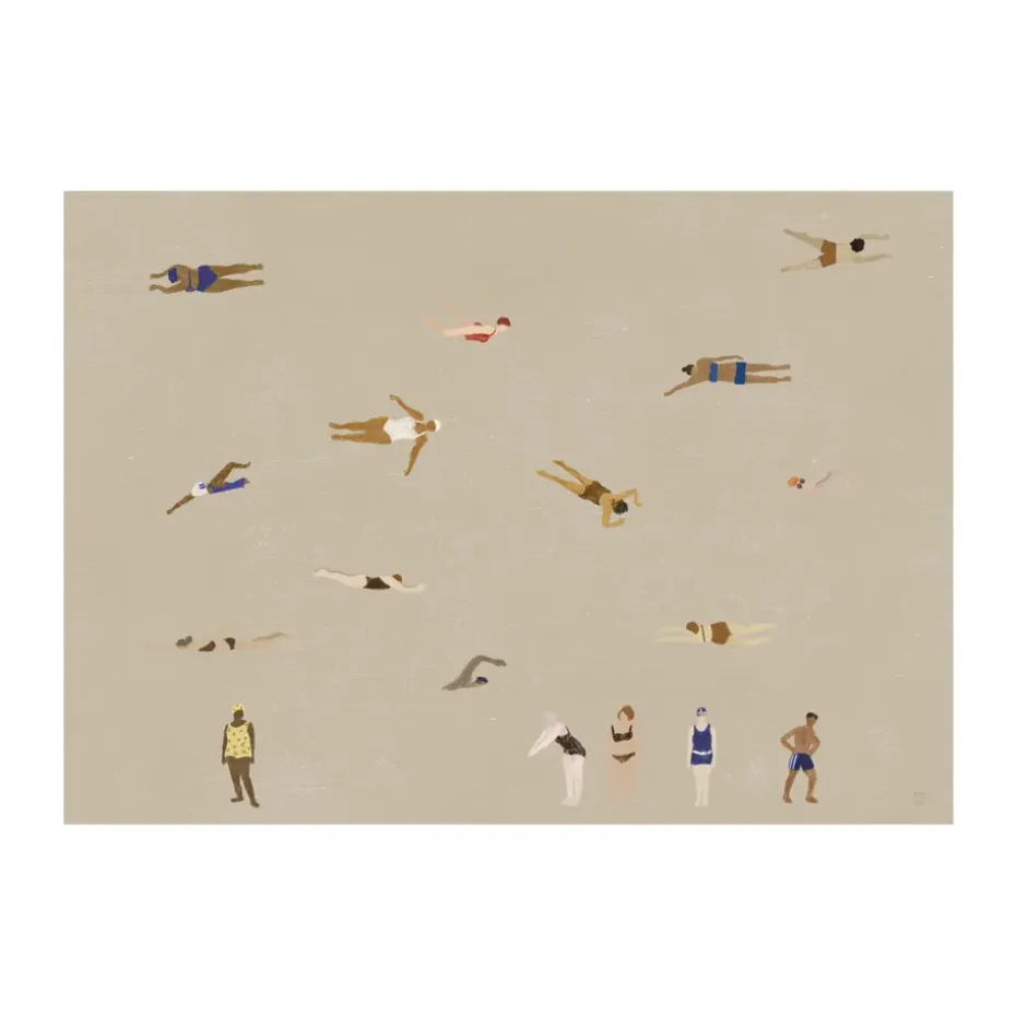 Poster Swimmers, Beige, 50x70 cm