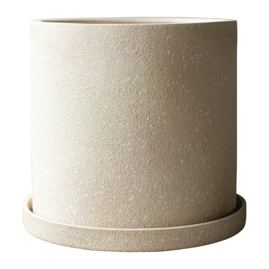 Pot Ø30 cm Grow avec soucoupe, Crème structure