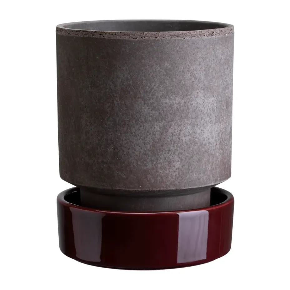 Pot Hoff, Ø18 cm, Raw Grey-Deep Burgundy