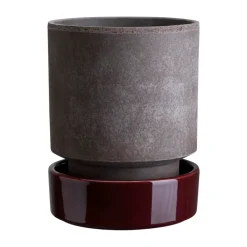 Pot Hoff, Ø14 cm, Raw Grey-Deep Burgundy