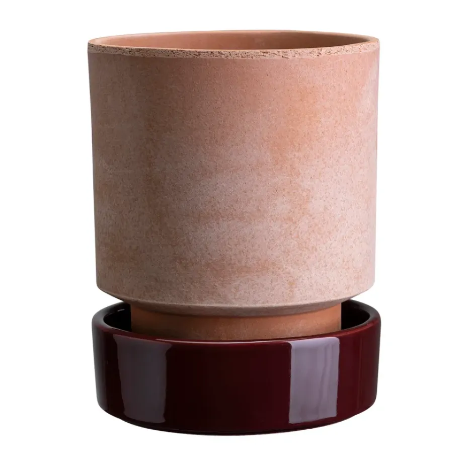 Pot Hoff, Ø14 cm, Raw Rosa-Deep Burgundy