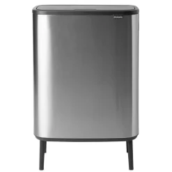 Poubelle Bo touch high 2x30 L, Acier mat